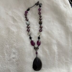 Lia Sophia Elegant Purple and Black Beaded Necklace
